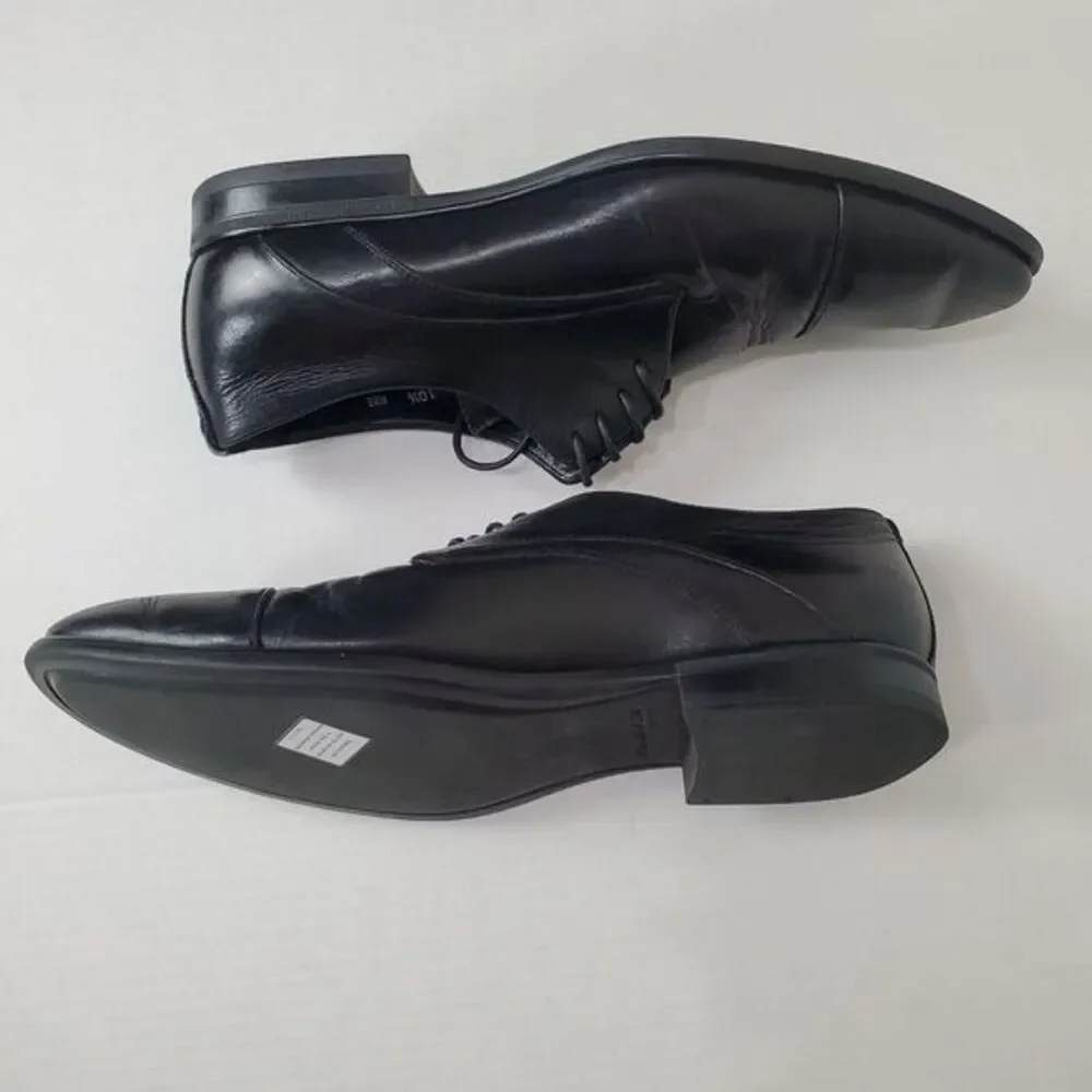 Aquatalia Mens Timeless Classic Professional Abe Derby 10.5 Black Leather Italy